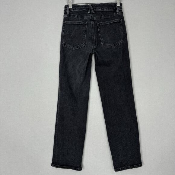 Good American Womens Jeans 6 Black Organic Cotton Blend Good Legs Straight Crop - Picture 8 of 13